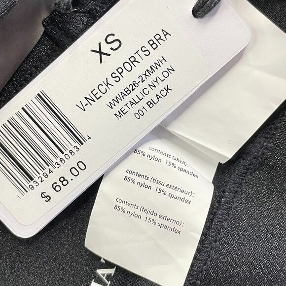 WeWoreWhat Womens Sports Bra Size XS Black Metallic V Neck Activewear NEW! - Picture 6 of 10